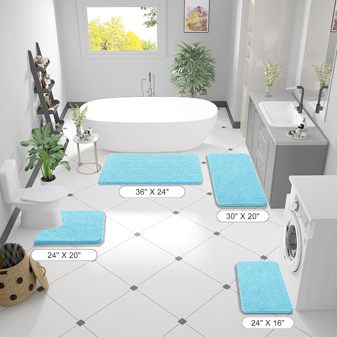 OLANLY Bathroom Runner Rugs 47x24, Soft Absorbent Chenille Bath Rugs, Rubber - Image 8