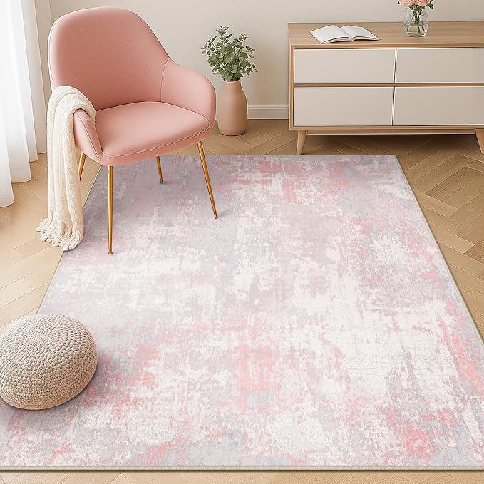 RELEANY Washable Area Rugs 4'x5' Non-Slip Modern Abstract Soft by RELEANY