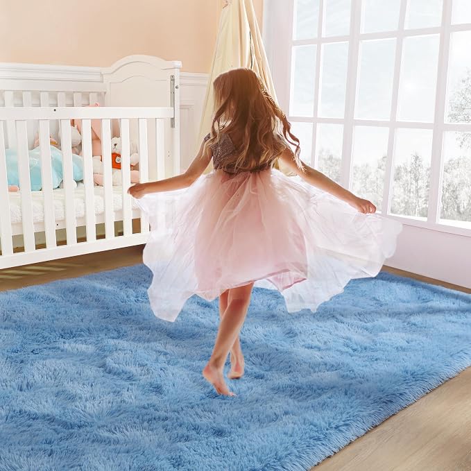 BENRON Light Blue Fluffy Rugs for Living Room Bedroom 4x6, Soft Plush Fuzzy - Image 3
