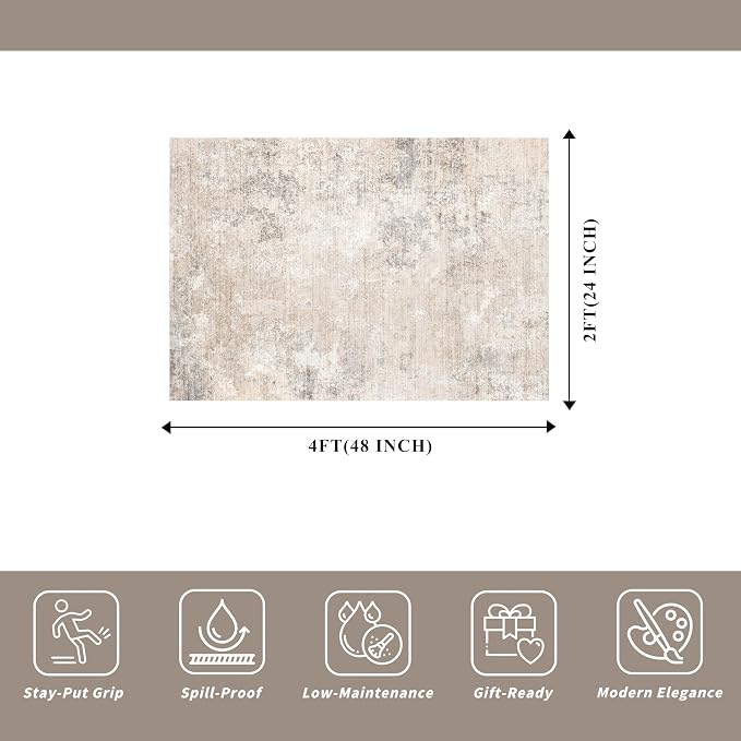 2x4 Washable Non-Slip Runner Rug – Small Throw Rug - Image 2