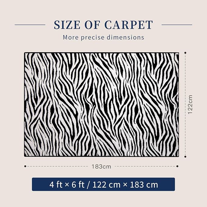 YIHOUSE 4x6 Ft Zebra Area Rugs, Abstract Modern Black and White Washable Rug - Image 2