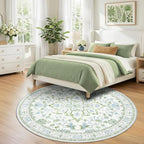 RELEANY Area Rugs Round 7ft Washable Non-Slip, Floral Vintage Distress - Image 2