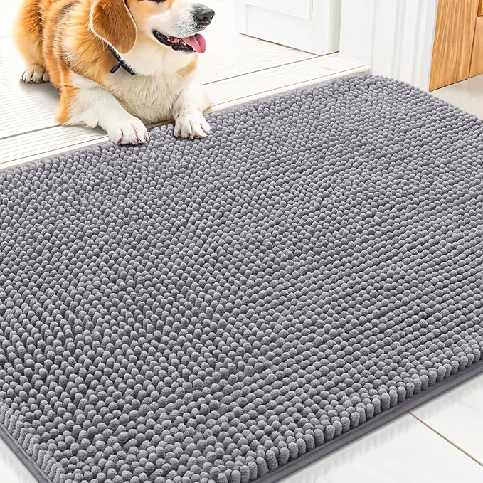 Smiry Dog Door Mat for Muddy Paws 30x17, Absorbent Dirt Trapper, Non-Slip by Smiry