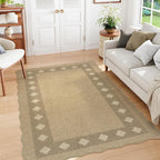 LIVEBOX Easy Jute Diamond Rug for Living Room, Scalloped Washable 5x7 Tan Rug - Image 9