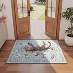 Unirea 2x3 Small Light Blue Grey Washable Cat Area Rug, Door Mat Indoor - Image 3