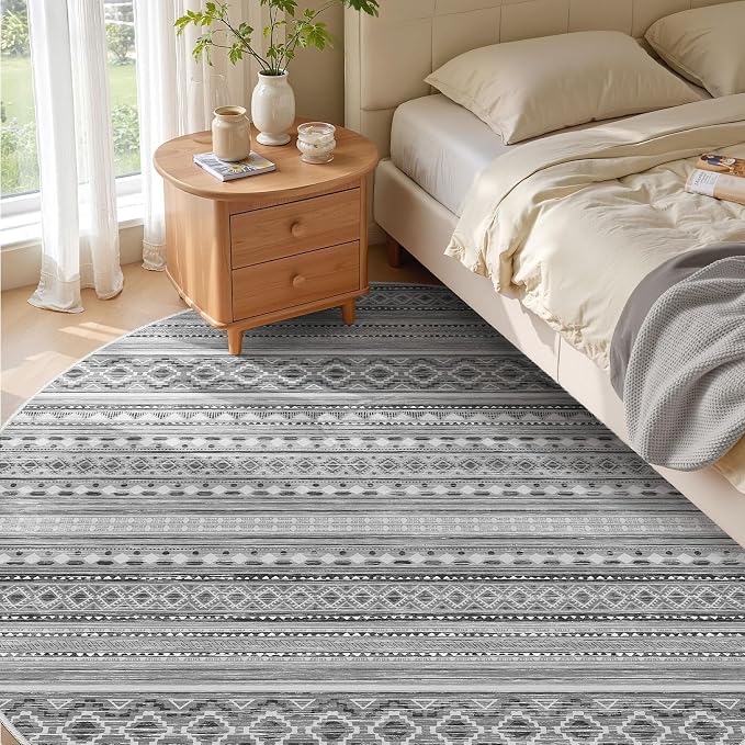 cotiled 8x8 Round Area Rugs Living Room Rug: Washable Boho Rugs - Image 2