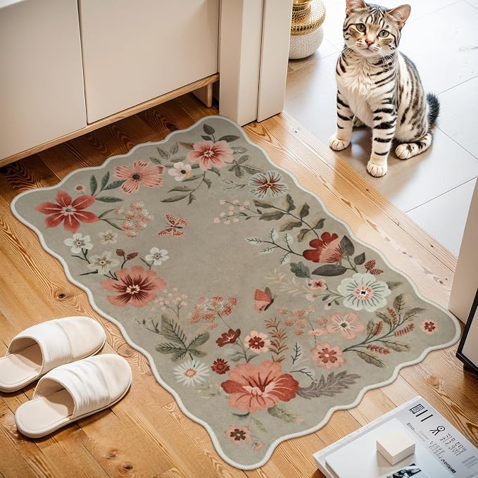 Lahome Floral Washable Kitchen Rug, Ultra-Thin Fall Door Mat, Indoor Entrance by Lahome