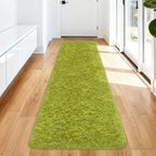 Soft Grass Green Fluffy Rug for Bedroom Living Room, 2x8 ft Fuzzy Green Shag - Image 4