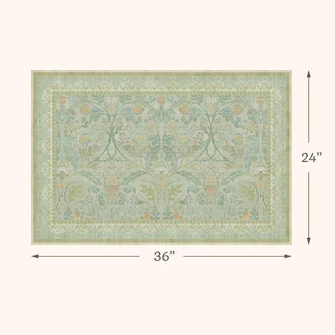 Boho Sage Green Bathroom Rugs, 2x3 Soft Washable Non Slip Small Area Rug - Image 2