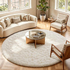 Ophanie Round Rugs 7Ft Ivory Circle Area Rug Washable, Living Room Aesthetic - Image 3