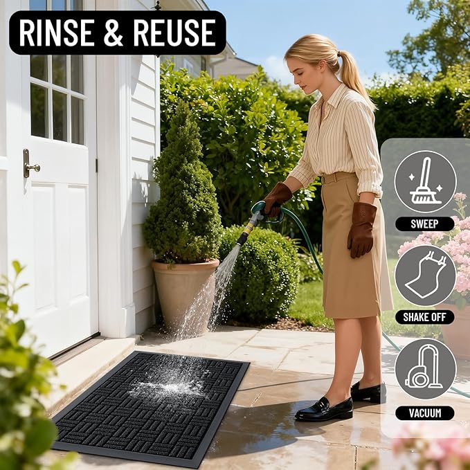 OLANLY Front Door Mat Outside Entrance 35x23, Heavy Duty Sturdy Natural Rubber - Image 8