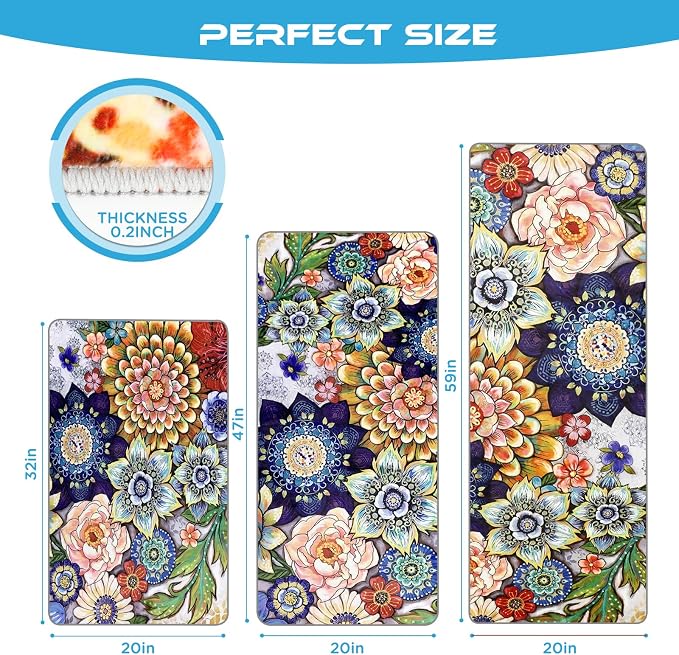 Sofort Kitchen Mats for Floor, Boho Kitchen Rugs Sets of 3, Non Slip Washable - Image 2