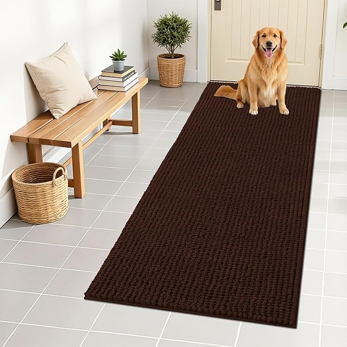 OLANLY Dog Door Mat for Muddy Paws 59x24, Ultra Absorbent Chenille Mud Doormat by OLANLY