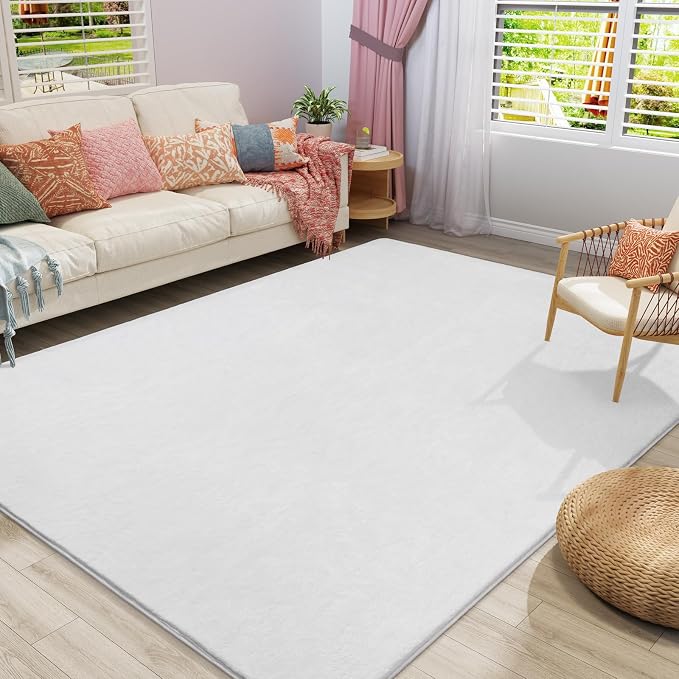 Amearea Large Modern Area Rugs for Bedroom Living Room, 5x8 Feet White by AmeareaDirect
