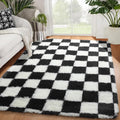 KICMOR Area Rugs for Bedroom Living Room, 4x6 Black and White Fluffy Soft by KICMOR