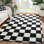 KICMOR Area Rugs for Bedroom Living Room, 4x6 Black and White Fluffy Soft by KICMOR