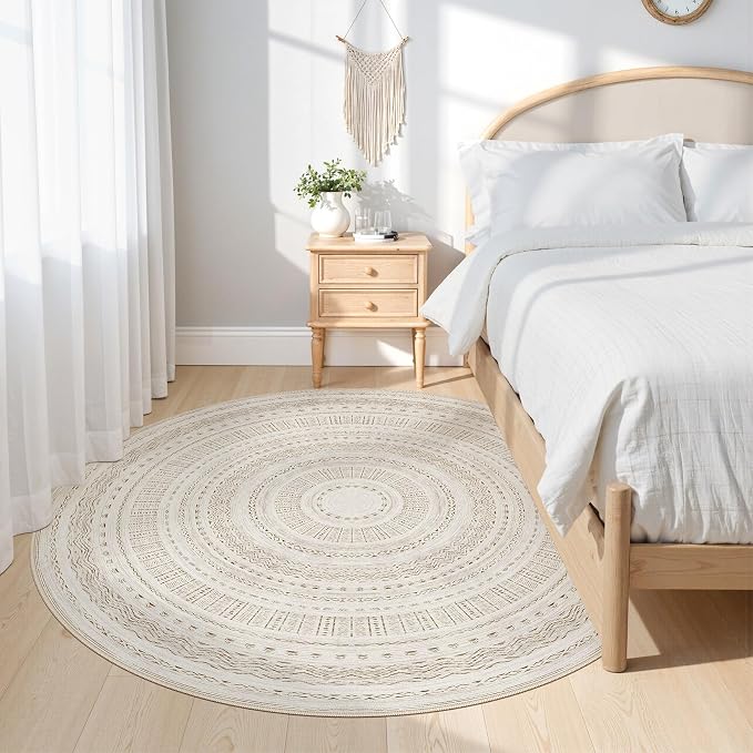 cotiled 6x6 Round Area Rugs Living Room Rug: Washable Boho Rugs - Image 2