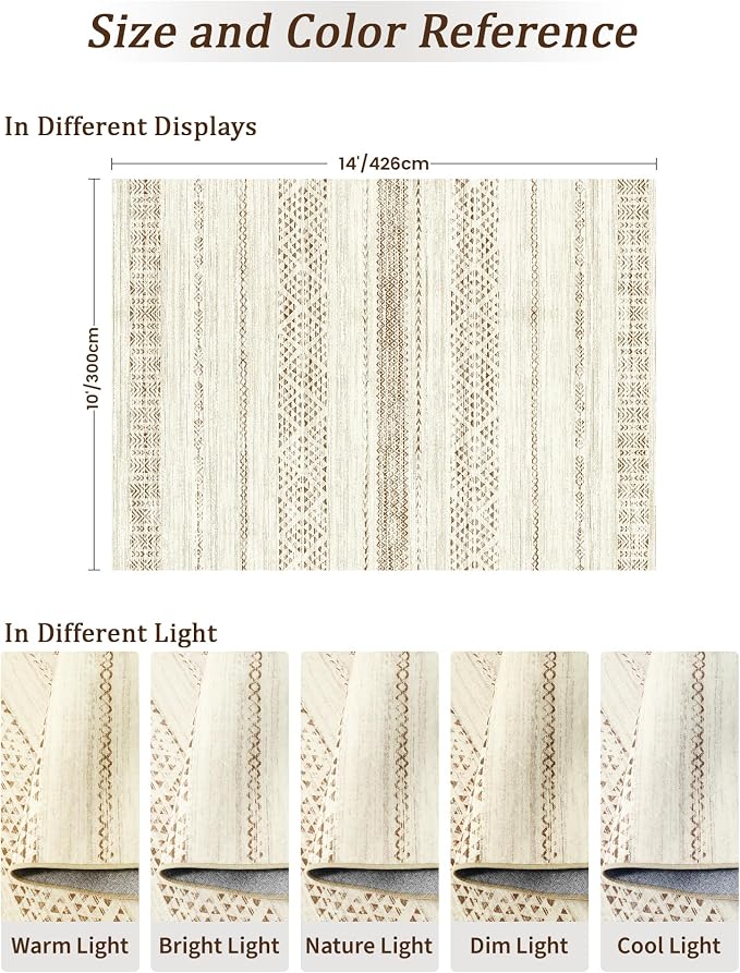 Miukiki 10x14 Area Rugs for Living Room Moroccan Washable Rugs Non Slip Indoor - Image 2