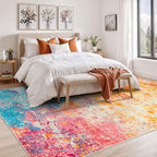 Rugflix 6x9 Area Rugs for Living Room, Washable Colorful Rainbow Rug - Image 2