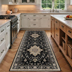 RELEANY Area Rugs Runner 3'x7' Washable Non-Slip, Floral Vintage Distress by RELEANY