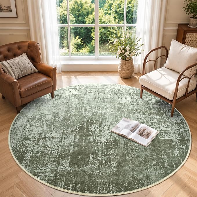 6Ft Round Area Rugs for Living Room, Soft Non-Slip Washable Rugs Modern - Image 2
