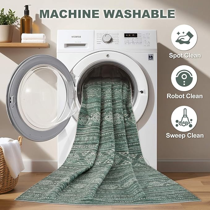 Nakagishi 7x9 Area Rugs Living Room: Washable Boho Large Neutral Soft Farmhouse - Image 2