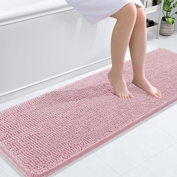 OLANLY Bathroom Runner Rugs 59x20, Soft Absorbent Chenille Bath Rugs, Rubber by OLANLY