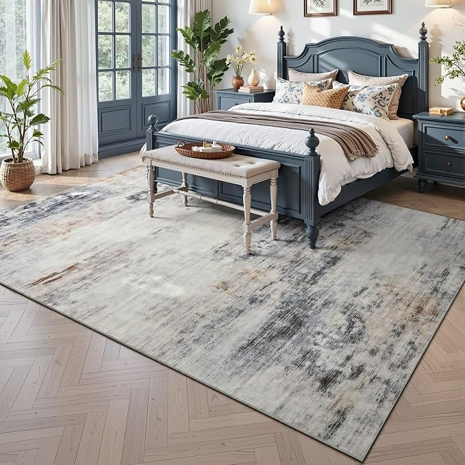 Toneed Abstract Area Rug 8x10 Modern Washable Rug Soft Non Slip Rug Low Pile - Image 2