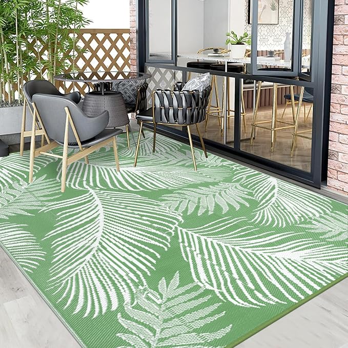 Pauwer Waterproof Outdoor Rug 9x12, Reversible Plastic Straw Patio Camping Rug - Image 6