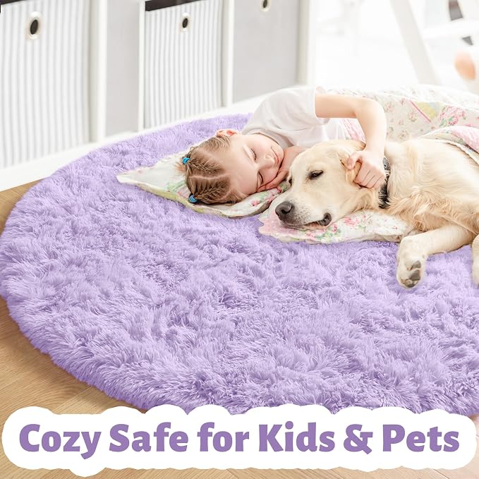 Amdrebio Light Purple Circle Round Rugs 4Ft - Image 3