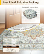 RELEANY Area Rugs Runner 2'x5' Washable Non-Slip, Floral Vintage Distress - Image 6