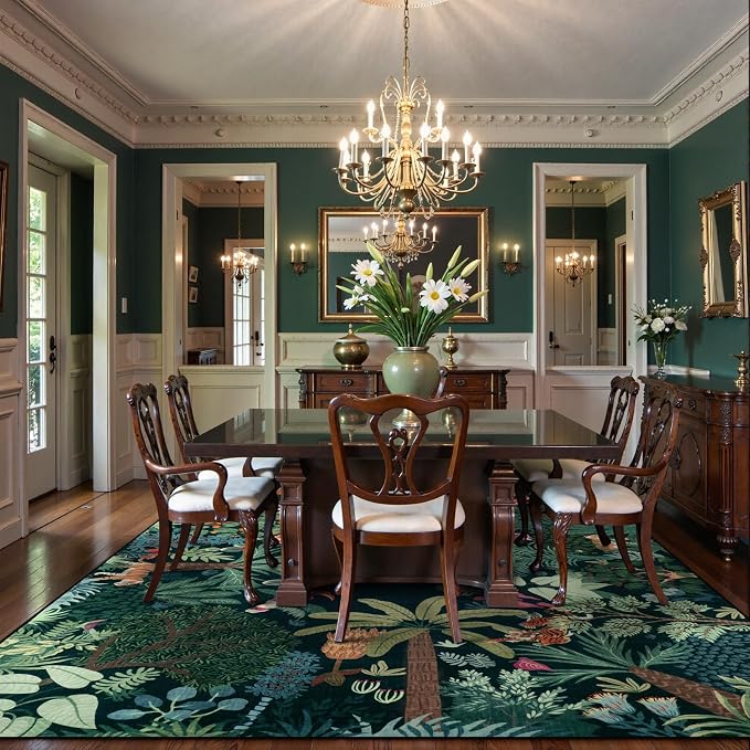 LIVEBOX Washable Jungle Dark Green Rugs 9x12 - Image 7