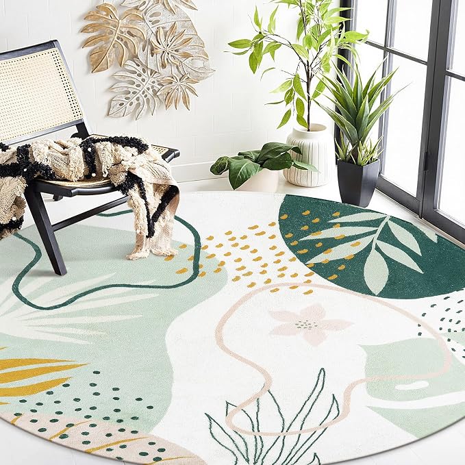 Lahome Green 8 Ft Round Rug by Lahome
