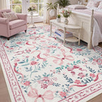 DCX Washable 5x7 Bow Rug, Cute Soft Low Pile Indoor Décor Carpet, Kid & Pet - Image 3
