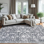 KILOCOCO Area Rug 6x9 Living Room Rug Washable Printed Vintage Floral Non Slip - Image 2