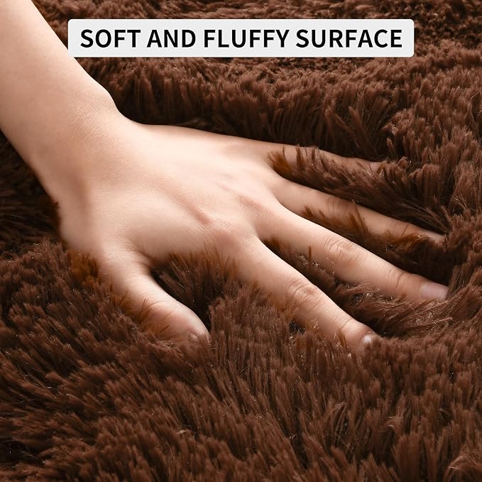 Tepook 6x9 Brown Area Rugs for Living Room Bedroom, Soft Fluffy Plush Shaggy - Image 6