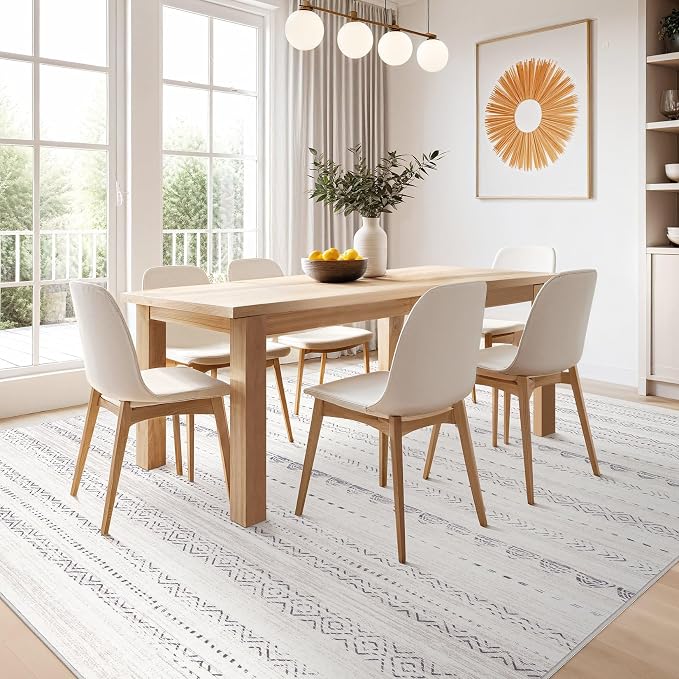 Nakagishi 6x8 Area Rugs Living Room: Washable Boho Large Neutral Soft Farmhouse - Image 5