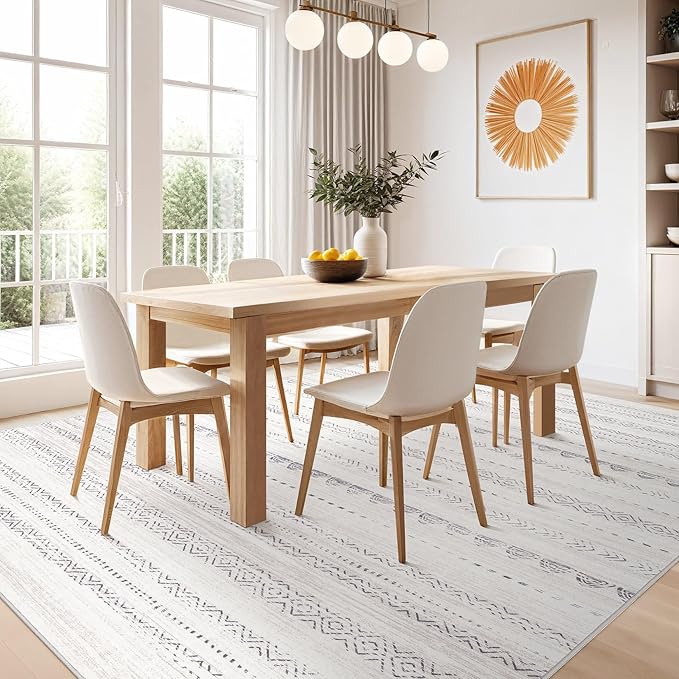 Nakagishi 8x11 Area Rugs Living Room: Washable Boho Large Neutral Soft - Image 6