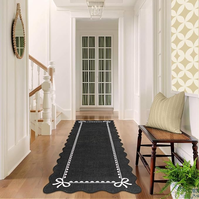 GarveeHome Scalloped Bow Rug for Living Room, Solid Rug for Dorm, Washable - Image 8