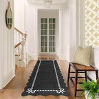 GarveeHome Scalloped Bow Rug for Living Room, Solid Rug for Dorm, Washable - Image 3