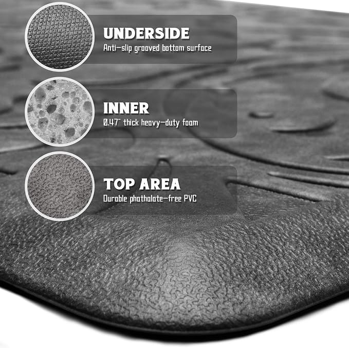 KMAT Kitchen Mat Cushioned Anti-Fatigue Floor Mat Waterproof Non-Slip Standing - Image 3