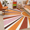 LIVEBOX Sun Boho Rug 5x7 Large Washable Retro Orange Rug by LIVEBOX