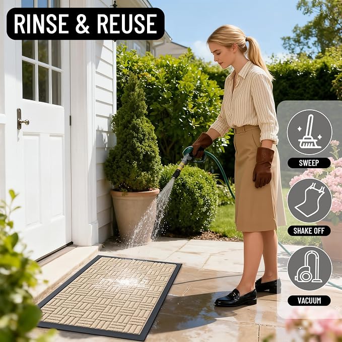 OLANLY Front Door Mat Outside Entrance 47x17, Heavy Duty Sturdy Natural Rubber - Image 8