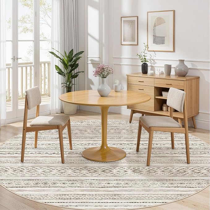 cotiled 8x8 Round Area Rugs Living Room Rug: Washable Boho Rugs - Image 4
