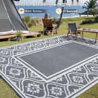 HUGEAR Outdoor Rug 9'x12' Patio Waterproof Mat Camping Carpet Outside Area Rug - Image 4