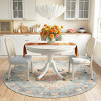 RELEANY Area Rugs Round 6ft Washable Non-Slip, Floral Vintage Distress - Image 2