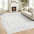 5x7 Area Rugs for Living Room: Washable Vintage Floral Rug Low Pile Non-Slip by LOSBULAKE