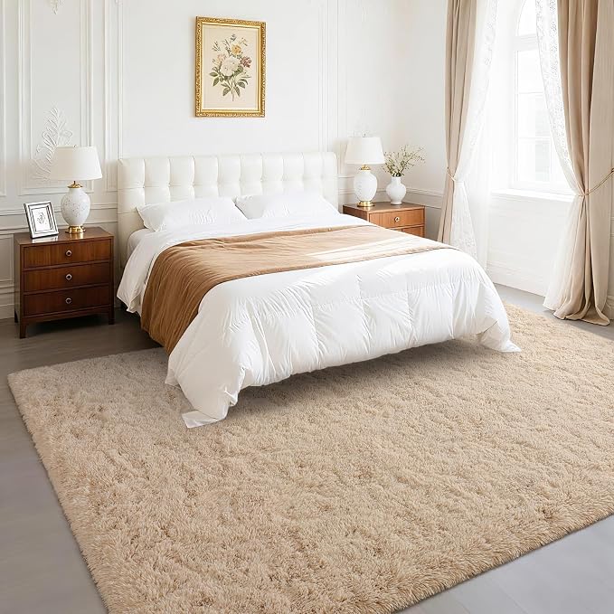 BENRON Fluffy Rugs for Living Room 6x9 Light Tan, Washable Large Area Rugs for - Image 4