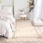 GarveeHome Scalloped Bow Rug for Living Room, Solid Beige Rug for Dorm - Image 3