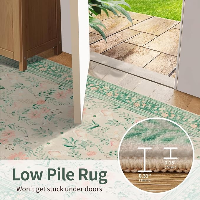 Rugxara Floral Rug for Living Room Bedroom, 8x10 Washable Rug, Large Non Slip - Image 7